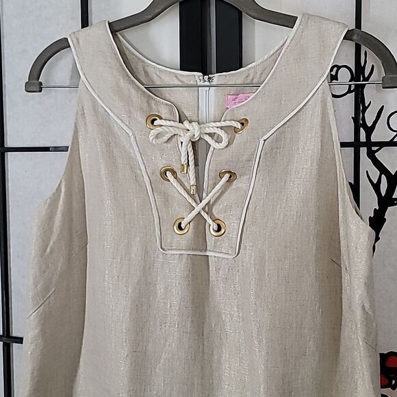 Lilly Pulitzer Sleeveless Linen Mini with Lace-Up Detail - Picture 5 of 11